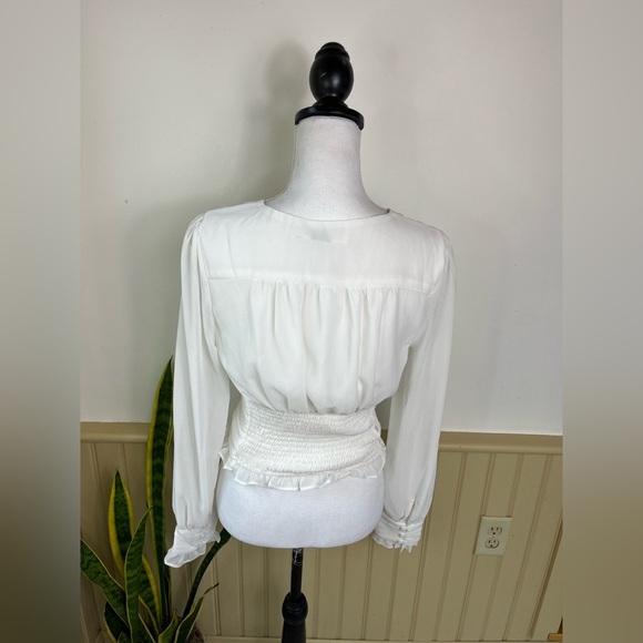 E.ssue White Blouse Small Bridal Brunch Ruffle Top Balletcore Coquette - Picture 5 of 11